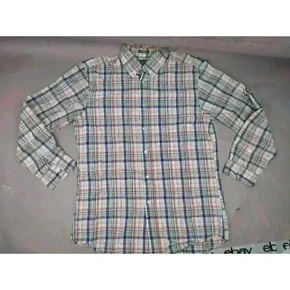 Orvis Shirt Adult Medium Plaid Casual Long Sleeve Mens Blue Red - Picture 7 of 7